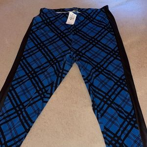 Blue legging with faux leather lining